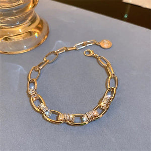 Luxury Adjustable Tennis Bracelet For Women Heavy Metal Double Chain with Zircon