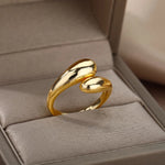 Load image into Gallery viewer, Stainless Steel Smooth Double Ball Beads Ring Geometric Open Adjustable Gold Plated Ring
