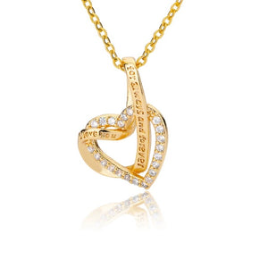 Intertwined Love Double Zircon Heart Necklace For Women Stainless Steel