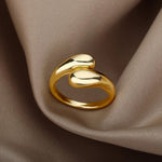 Load image into Gallery viewer, Stainless Steel Smooth Double Ball Beads Ring Geometric Open Adjustable Gold Plated Ring
